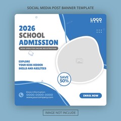 Editable School Admission Education School Banner Template social media post