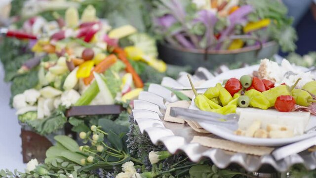 Vast range of healthy greens vegetables prepared for guests
