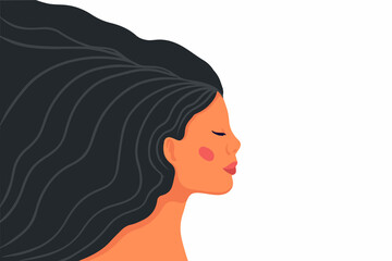 hand drawn illustration woman from a side view. women's day. isolated design