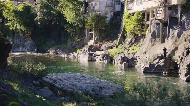 Yoshida River on Warm late afternoon Summer Day, Gifu, Gujo Hachiman