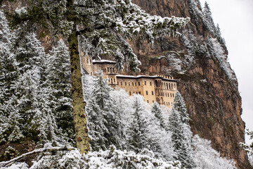 The Sumela monastery one of the most impressive sights in Black Sea region, in Altindere Valley,...