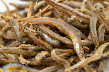 Fresh dried small salted fish with local characteristics along the coast