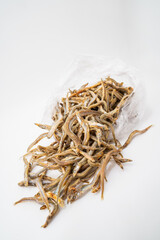 Fresh dried small salted fish with local characteristics along the coast