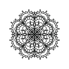 Flower mandala. The pattern is hand drawn. Coloring book for meditation.