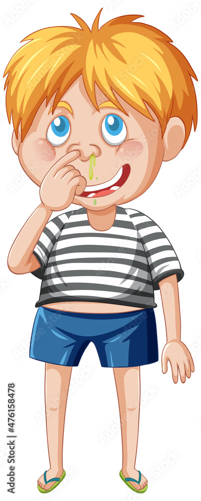 Wall mural Snot boy cartoon character on white background