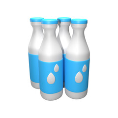 cute milk bottle icon 3D rendering illustration