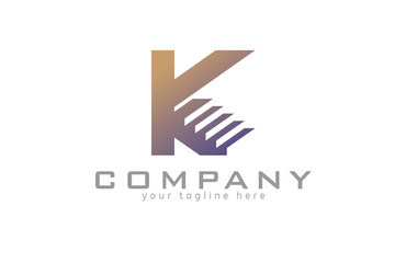 letter K Stair Logo, Usable for company and business Logos, Flat Design Logo Template, vector illustration