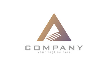 letter A Stair Logo, Usable for company and business Logos, Flat Design Logo Template, vector illustration