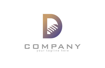 letter D Stair Logo, Usable for company and business Logos, Flat Design Logo Template, vector illustration