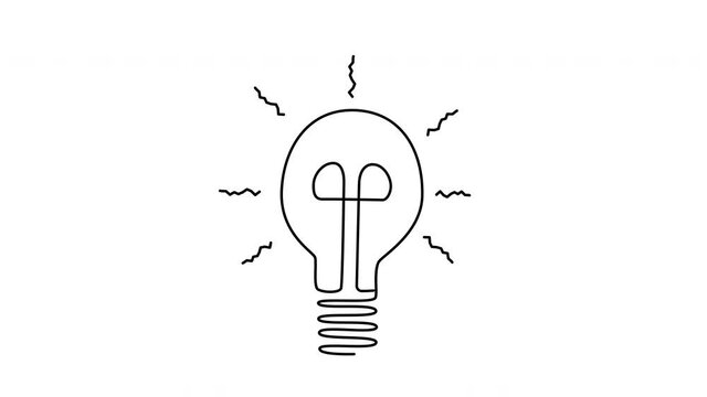 The light bulb is symbol of ideas. Concept of creative thinking, analytical thinking. Light bulb self drawing animation.	