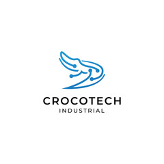 crocodile technology logo vector icon illustration simple style for your business