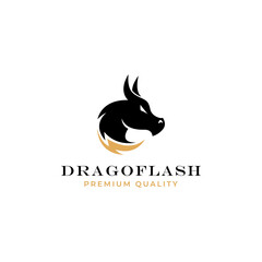 dragon flash logo vector icon illustration simple style for your business
