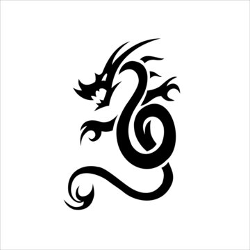 Simple logo of dragon, dragon head logo and tattoo design vector 