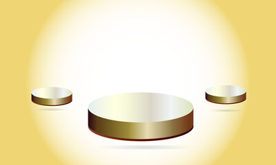 Gold podiums background stand or advertising display stand with blank backdrop.