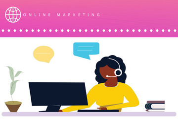 2d illustration online telemarketing concept
