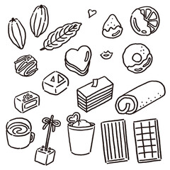 バレンタインのチョコレート菓子のイラストセット