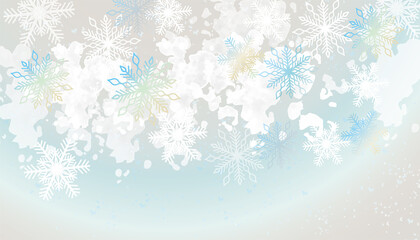 Fototapeta na wymiar 青色の雪の背景イラスト