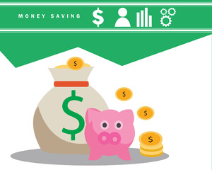 2d illustration money saving concept
