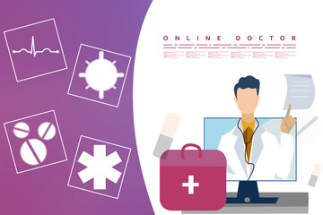 2d illustration online doctor concept