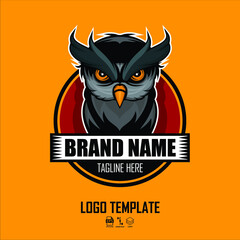 OWL LOGO TEMPLATE WITH A YELLOW BACKGROUND