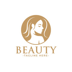 Golden beauty woman feminine logo template