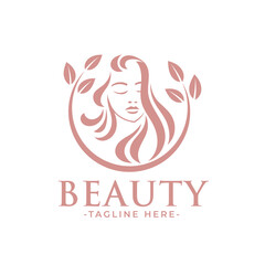 Natural pink beauty woman feminine logo template