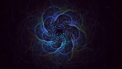 3D rendering abstract blue fractal light background