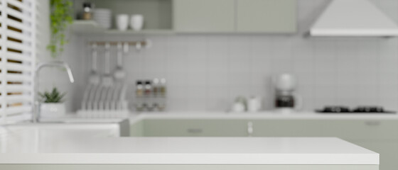Modern kitchen island with copy space in modern kitchen cooking space