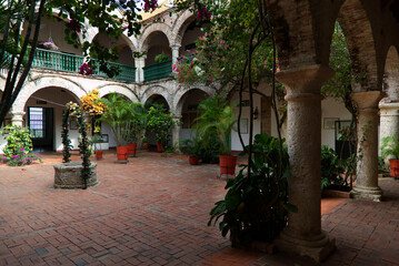 Fototapeta na wymiar Interior cloister of the Convent de La Popa in Cartagena, Colombia
