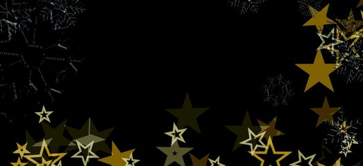 Stars and snowflakes abstract on black background