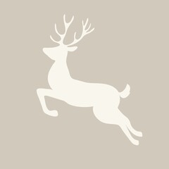 Christmas decorative elements for greeting cards and and posters. white deer silhouette isolated. Hand drawn vector illustration