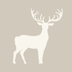 Christmas decorative elements for greeting cards and and posters. white deer silhouette isolated. Hand drawn vector illustration