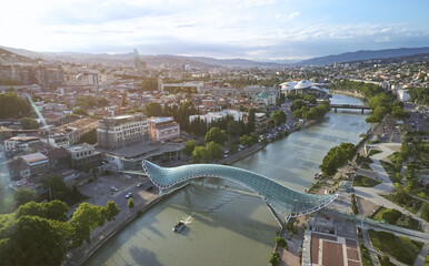 Tbilisi landscape with freedom bridge