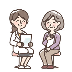 医師に話を聞く女性