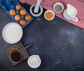 baking ingredients and utensils for baking cookies