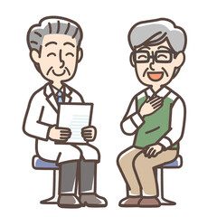 Obraz premium 医師に話を聞く男性