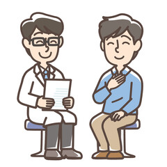 医師に話を聞く男性