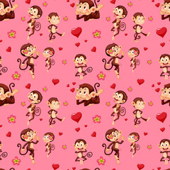 Monkey seamless pattern background