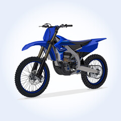 Motocross Blue Motorcycle Realistic Vector Illustration