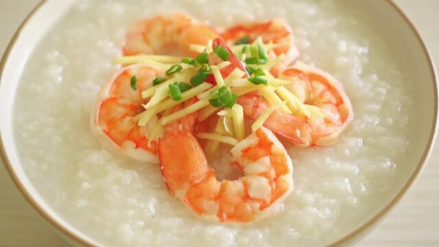Congee with shrimps and fresh ginger