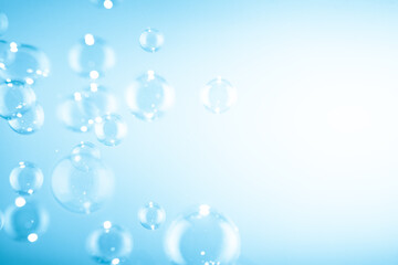 Beautiful Transparent  Shiny Blue Soap Bubbles Background