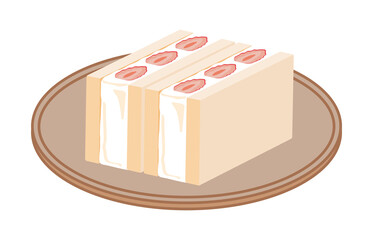 フルーツサンド　イチゴ　四角に二分割