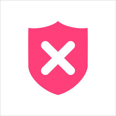 Red cross on a protective shield on a white background