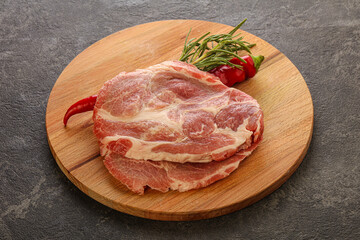 Raw pork meat neck steak