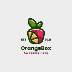 Vector Logo Illustration Orange Box Simple Mascot Style.