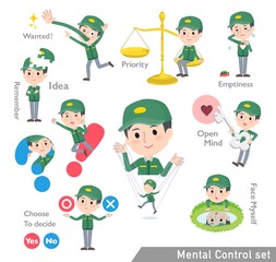 メンタルコントロールをする運送配達員男性のセット