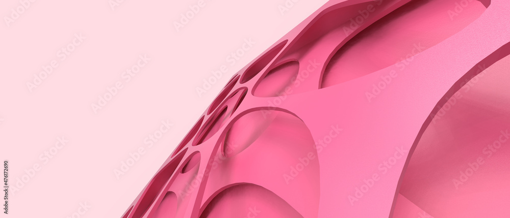 Poster creative idea. abstract curve background and futuristic digital with architecture concept on red. co