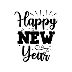 Happy new year lettering handwritten Typography vector