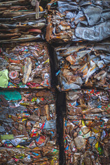 Compacted Metal trash waiting for transport in a waste recycling center in Teknaf, Bangladesh