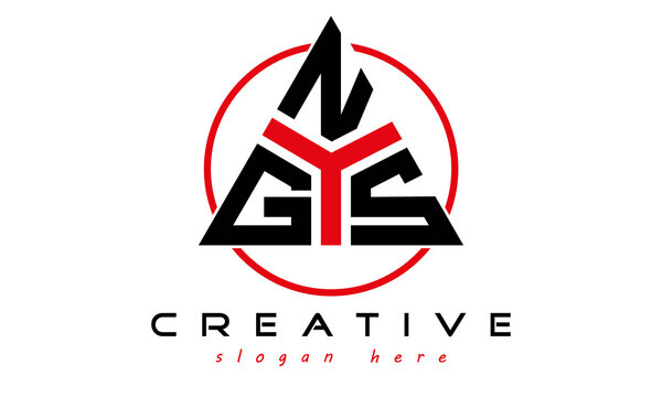 triangle badge with circle GNS letter logo design vector, business logo, icon shape logo, stylish logo template